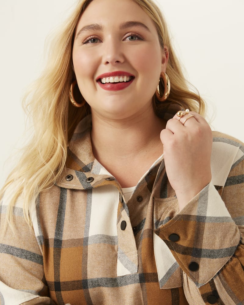 Front of plus size Sharon Plaid Shacket Pullover by 37 Orchard | Dia&Co | dia_product_style_image_id:168229